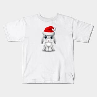 White Baby Bunny Wearing a Santa Hat Kids T-Shirt